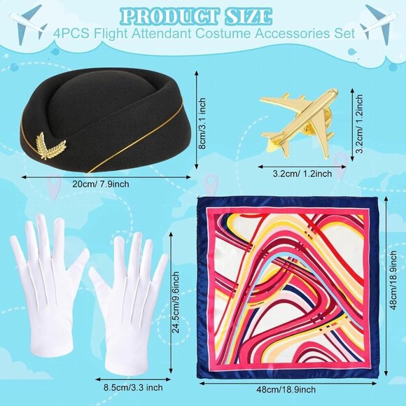 4PCS Flight Attendant Costume Woolen Accessories Set for Women Halloween Cosplay main image 5